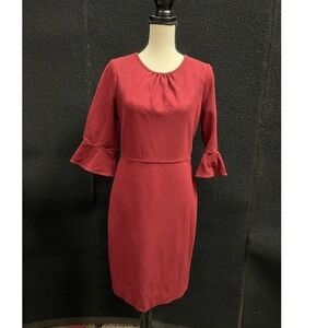 J.Crew Bell Sleeve Sheath Dress in‎ Burgandy Sz 8